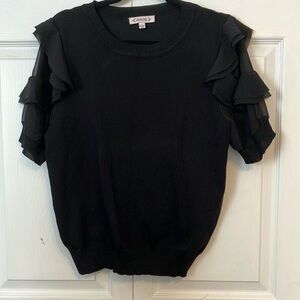 Black Ruffled Sleeve Top
